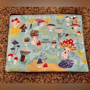 NWOT Mushrooms "You're Beautiful" Zipper Pouch